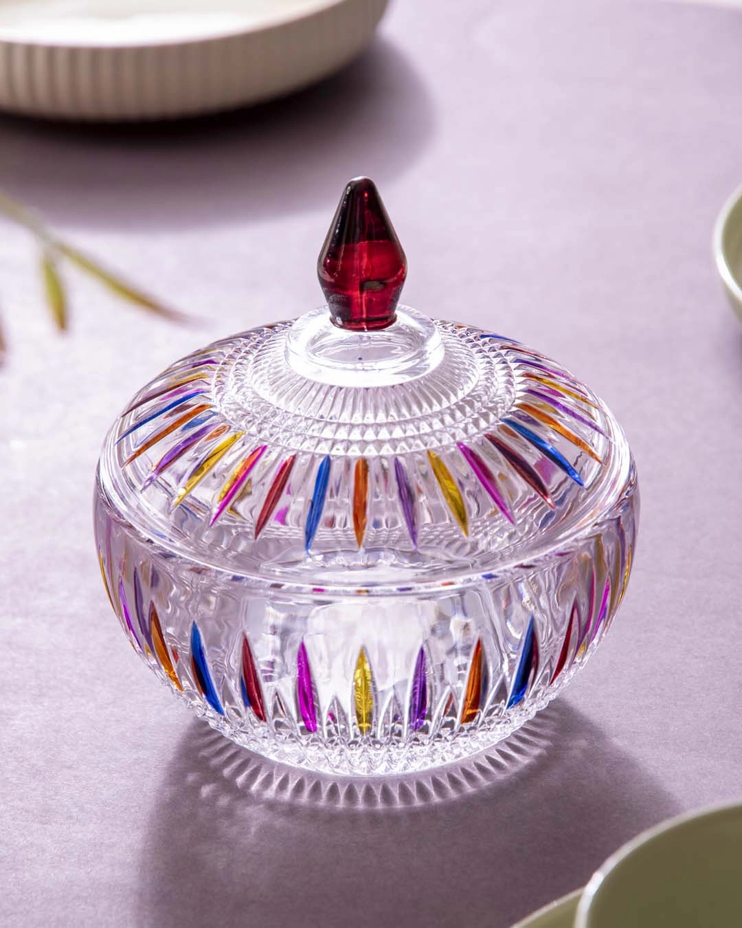 Rainbow Crystal Glass Candy Jar