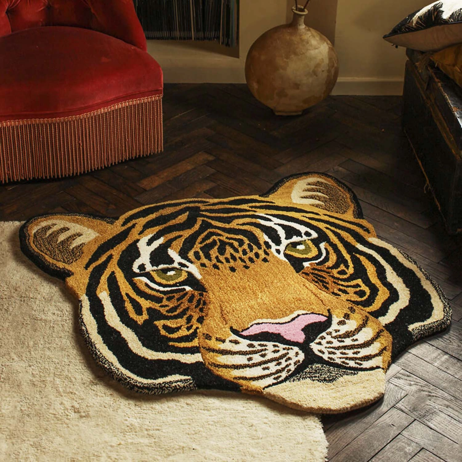 Rajah Tiger Head Rug - 40"