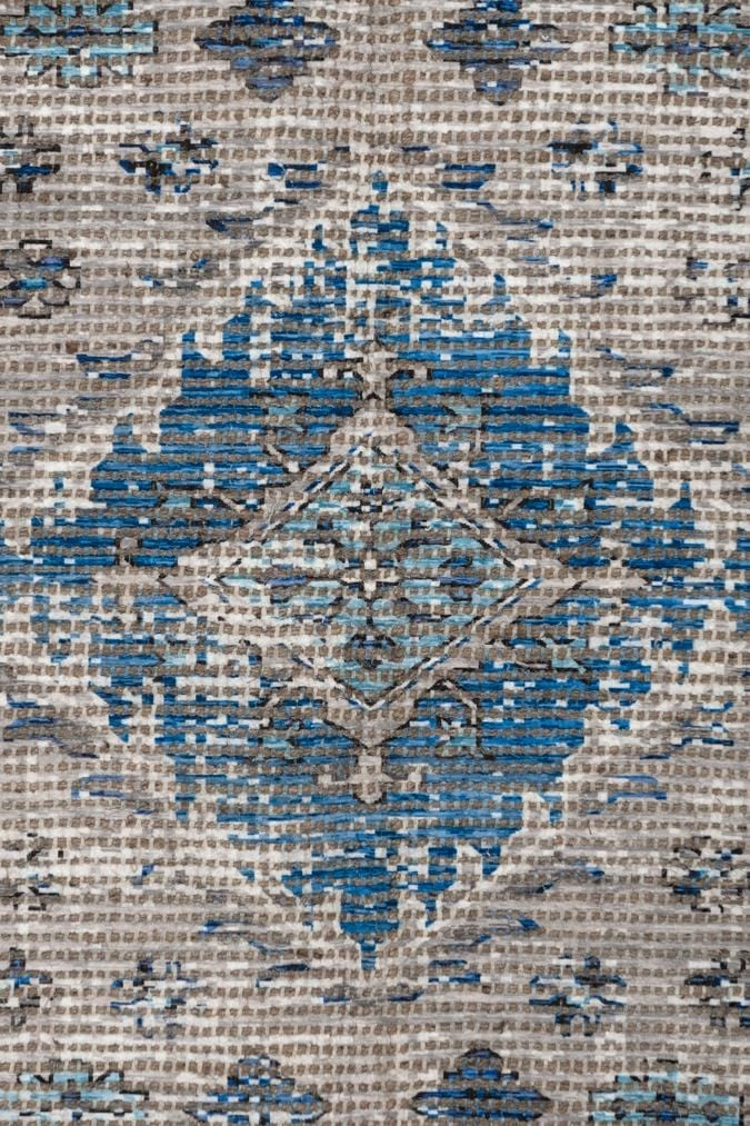 Ranya Blue and Grey Floral Distressed Rug *NO RETURNS UNLESS FAULTY