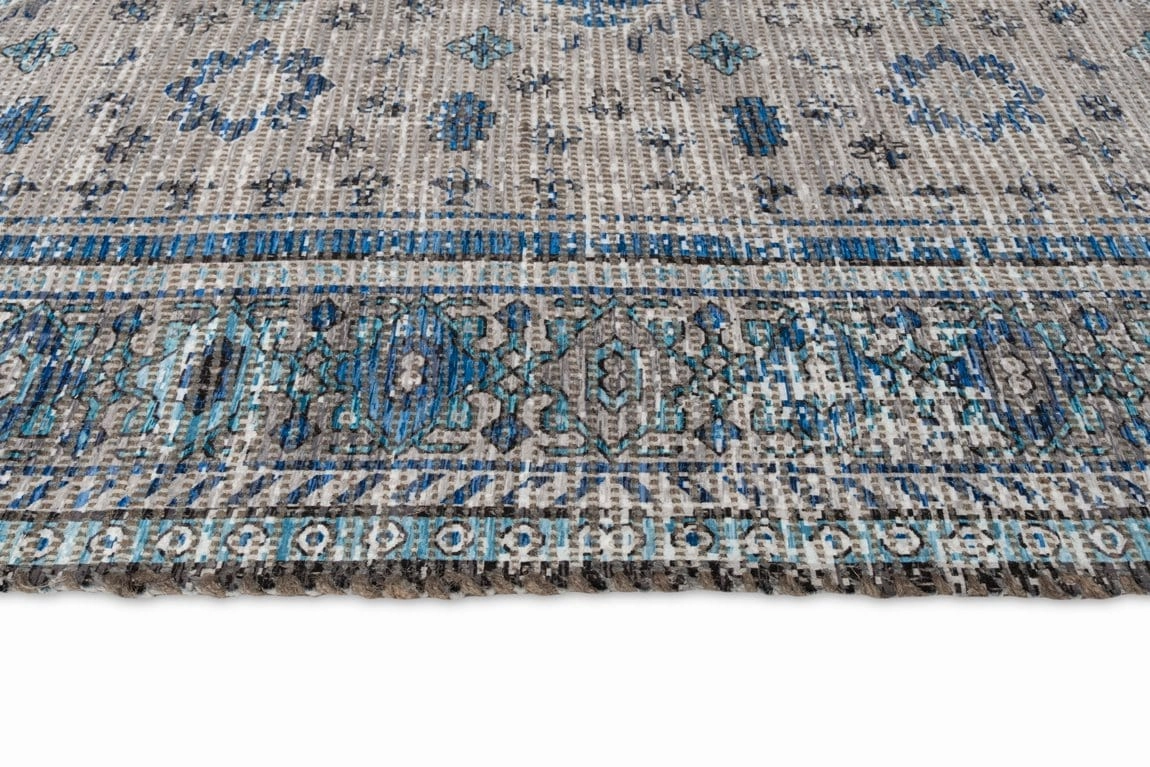 Ranya Blue and Grey Floral Distressed Rug *NO RETURNS UNLESS FAULTY