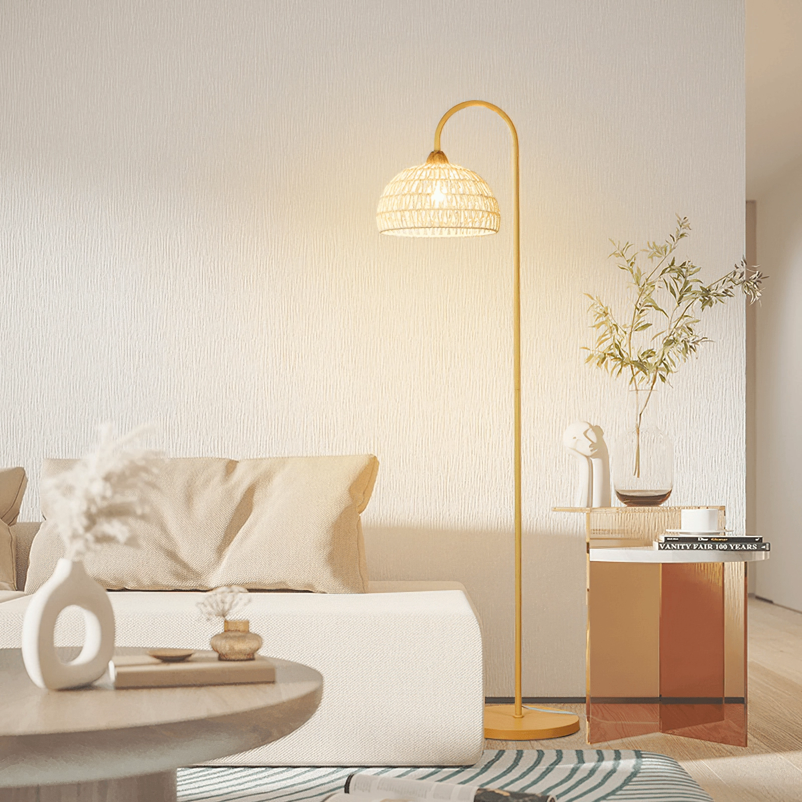Rattan Arch Floor Lamp