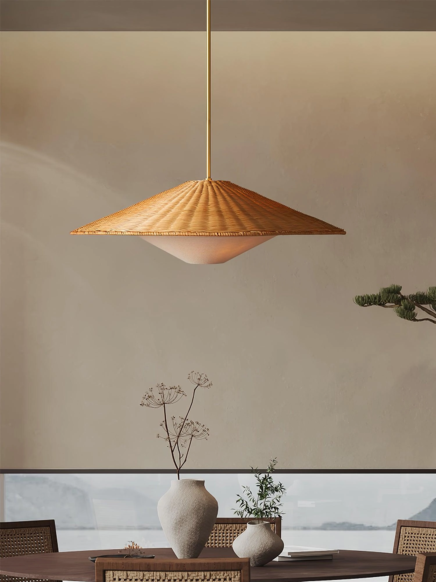 Rattan Hat Pendant Light