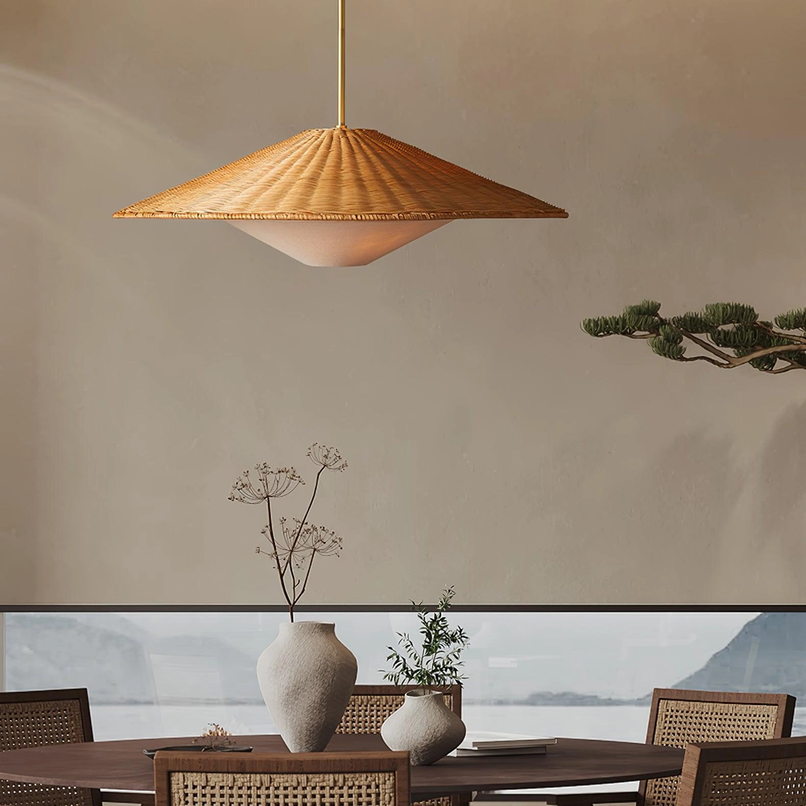 Rattan Hat Pendant Light
