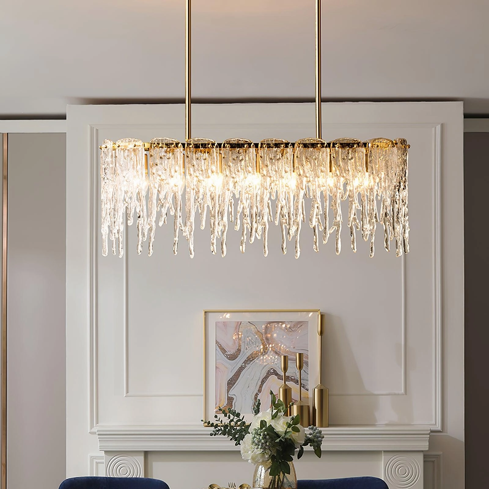 Rectangular Icicle Glass Chandelier