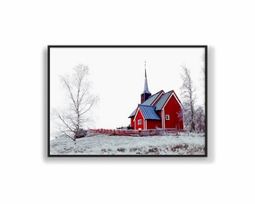 Red Church Landscapemodern abstract painting decor