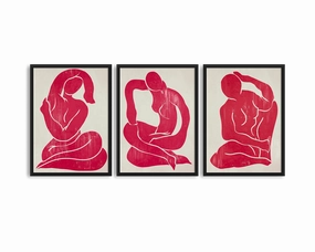 Red Trio Set - Figure Printnordic style wall decor