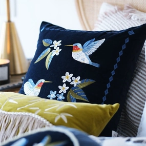 Retro Embroidered Hummingbird Decorative Cushionhome decoration ,modern home decor 