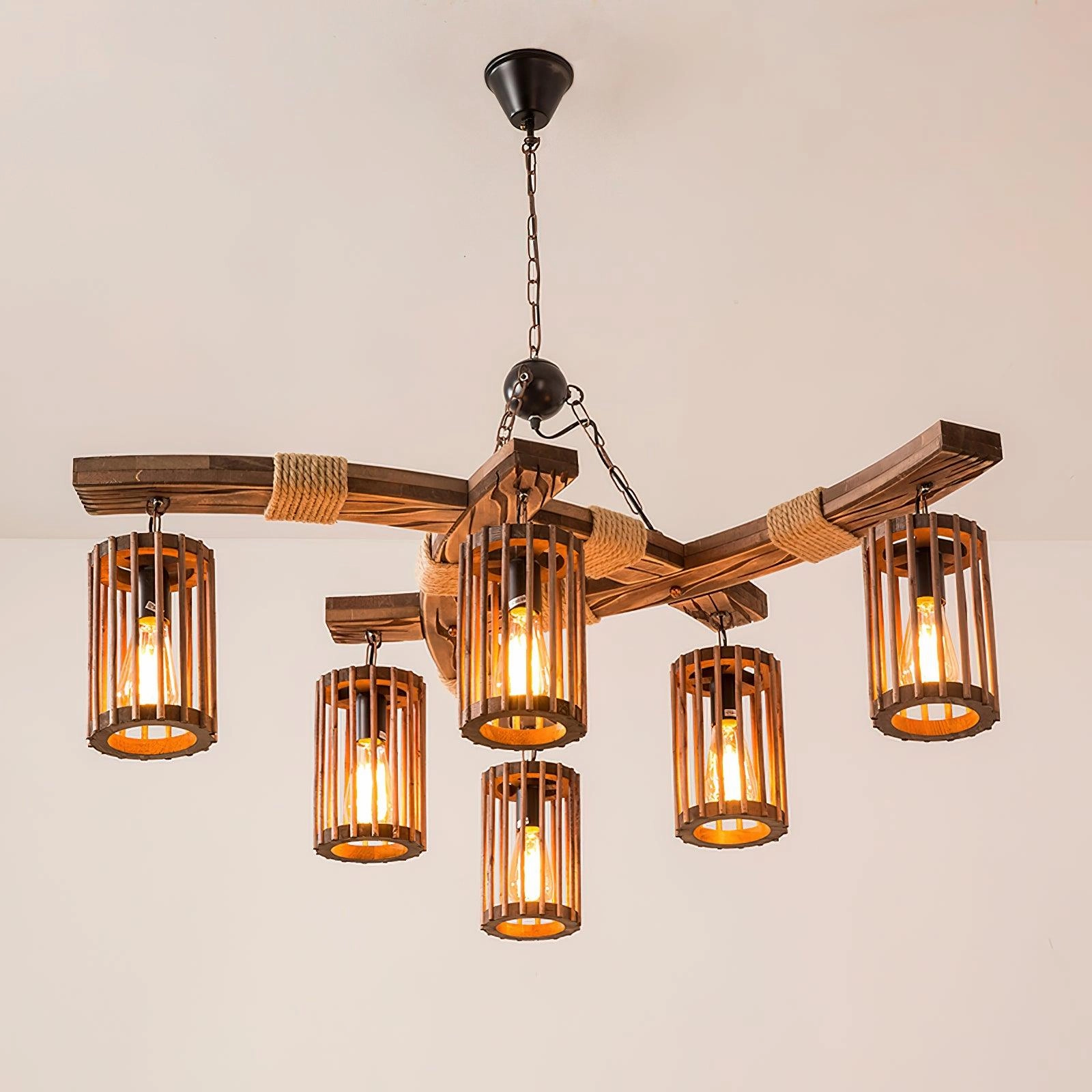 Retro Solid Wood Chandelier