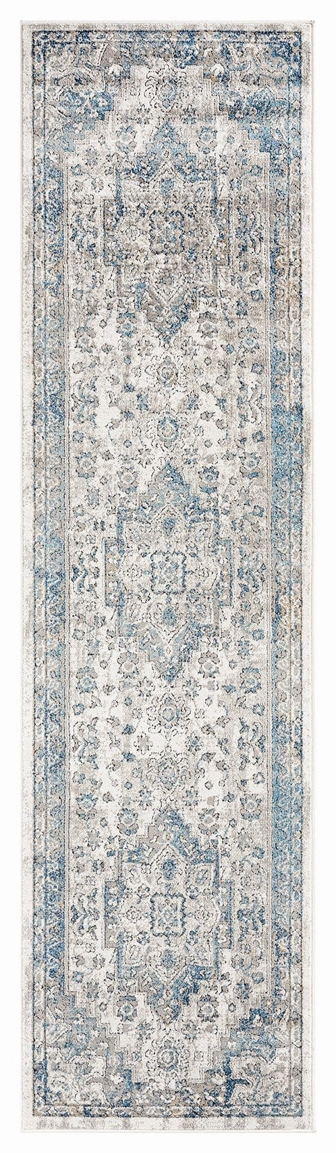 Rhona Blue And Grey Distressed Floral Runner Rugmodern color block patchwork rug