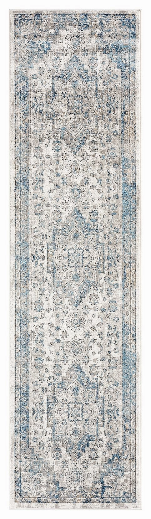 Rhona Blue And Grey Distressed Floral Runner Rugmodern color block patchwork rug