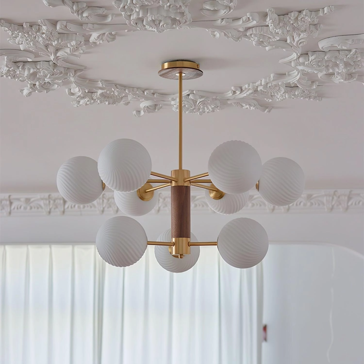 Ribbed Babble Glass Chandelier