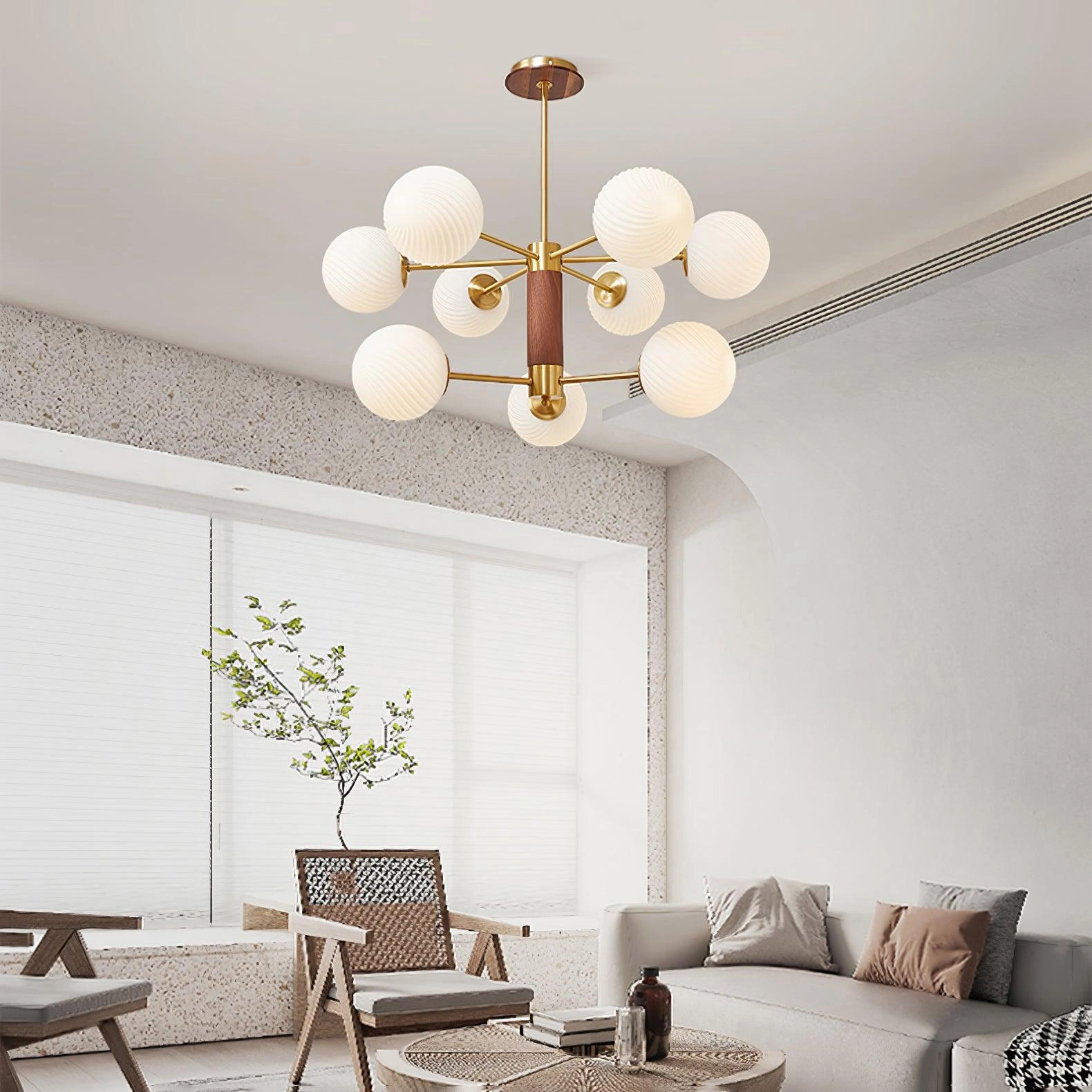 Ribbed Babble Glass Chandelier