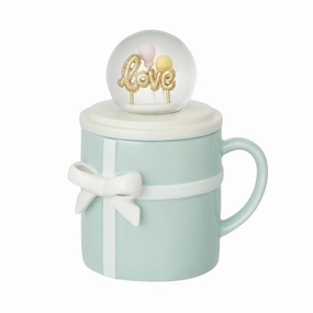 Ribbon Mug & Snow Globe Blueglass cups ,personalized mugs 