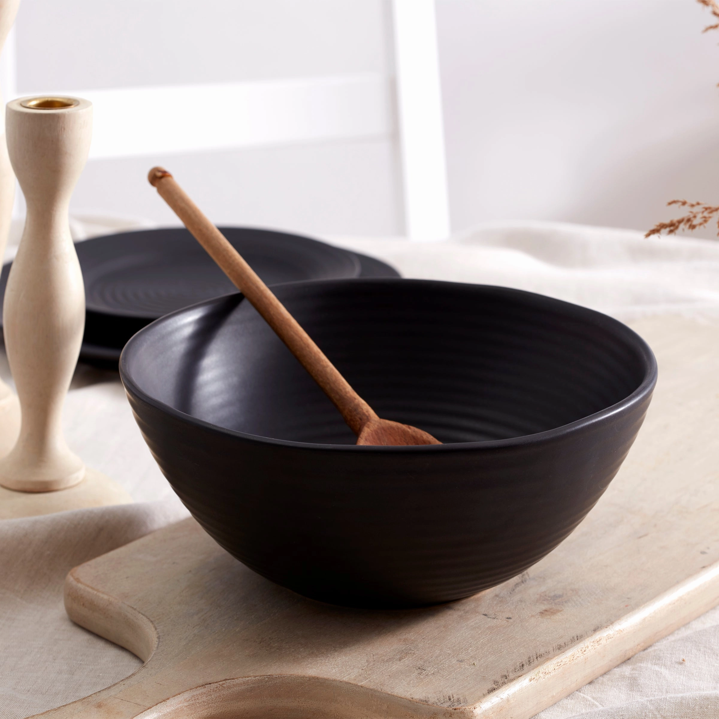 Ridge Black 12-Piece Dinnerware Set