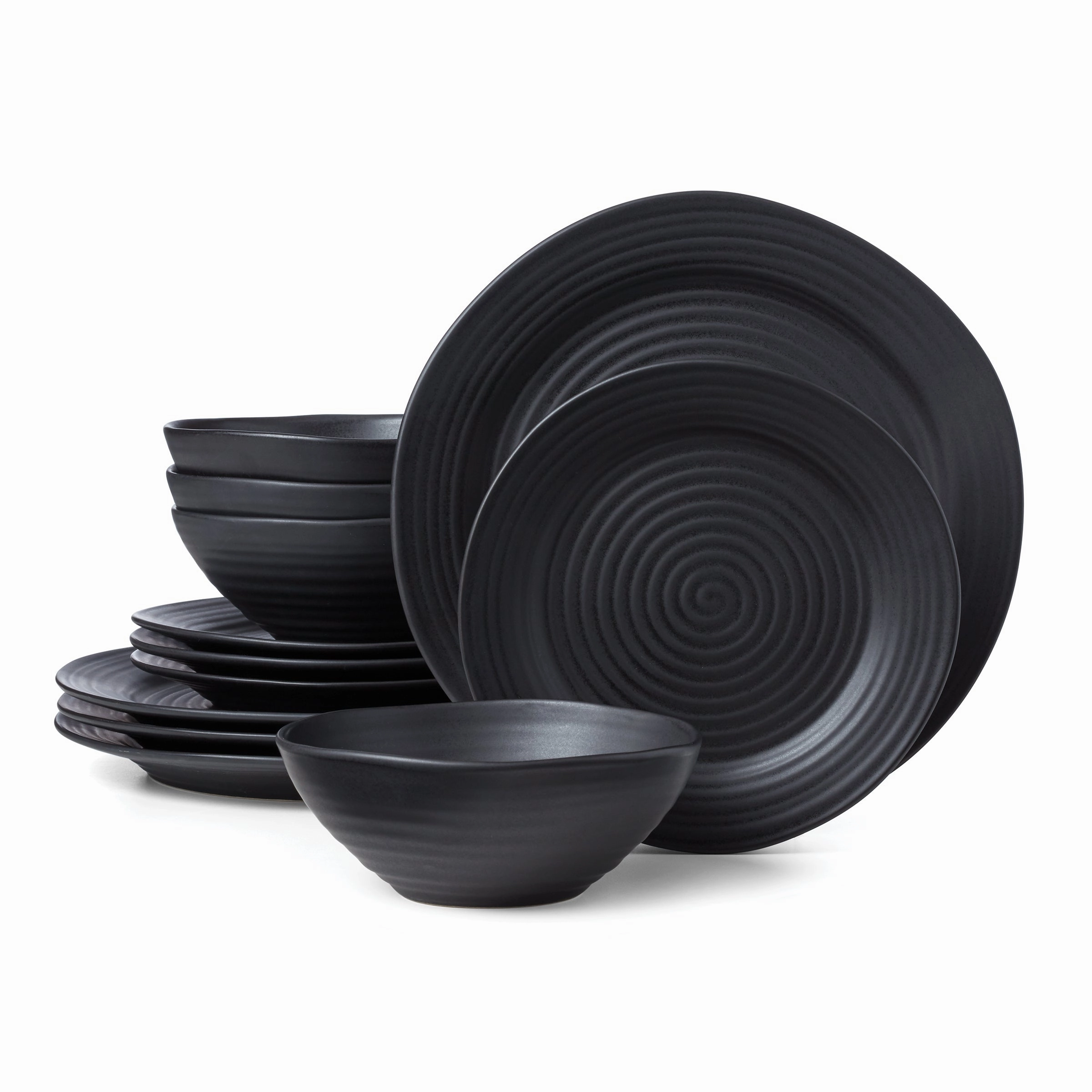 Ridge Black 12-Piece Dinnerware Setmodern kitchen decor ,kitchen dinner set ,dinnerware 