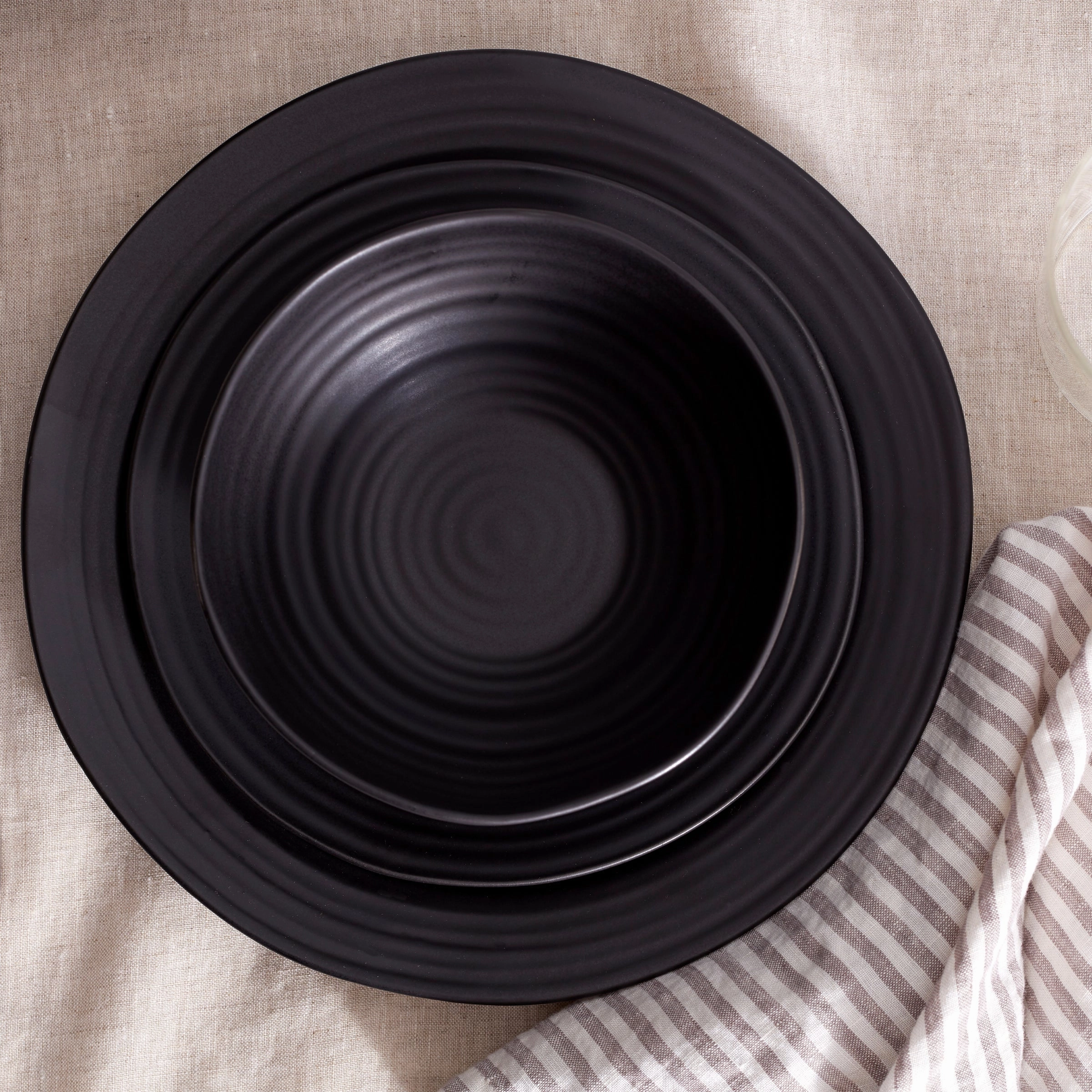 Ridge Black 12-Piece Dinnerware Set