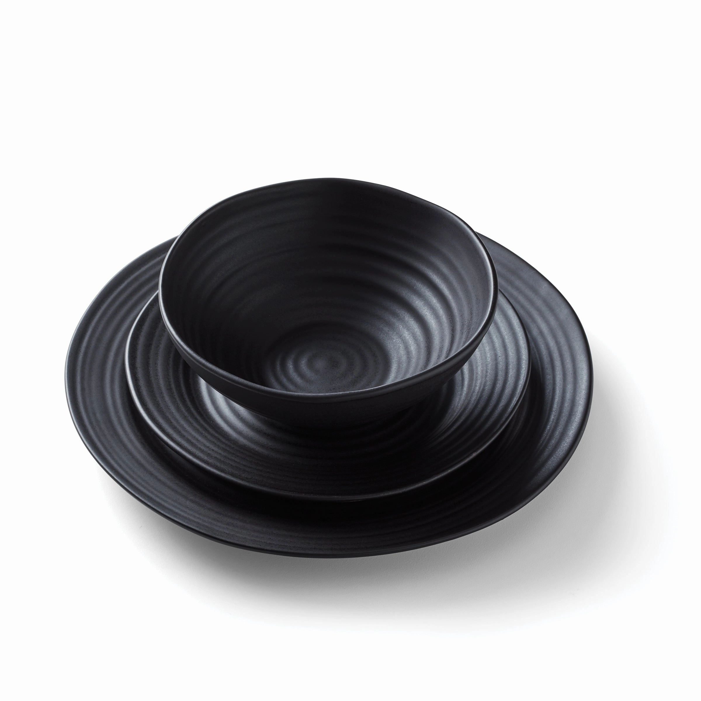 Ridge Black 12-Piece Dinnerware Set