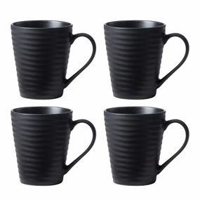 Ridge Black Mugs - Set of 4modern kitchen decor ,kitchen dinner set ,dinnerware 