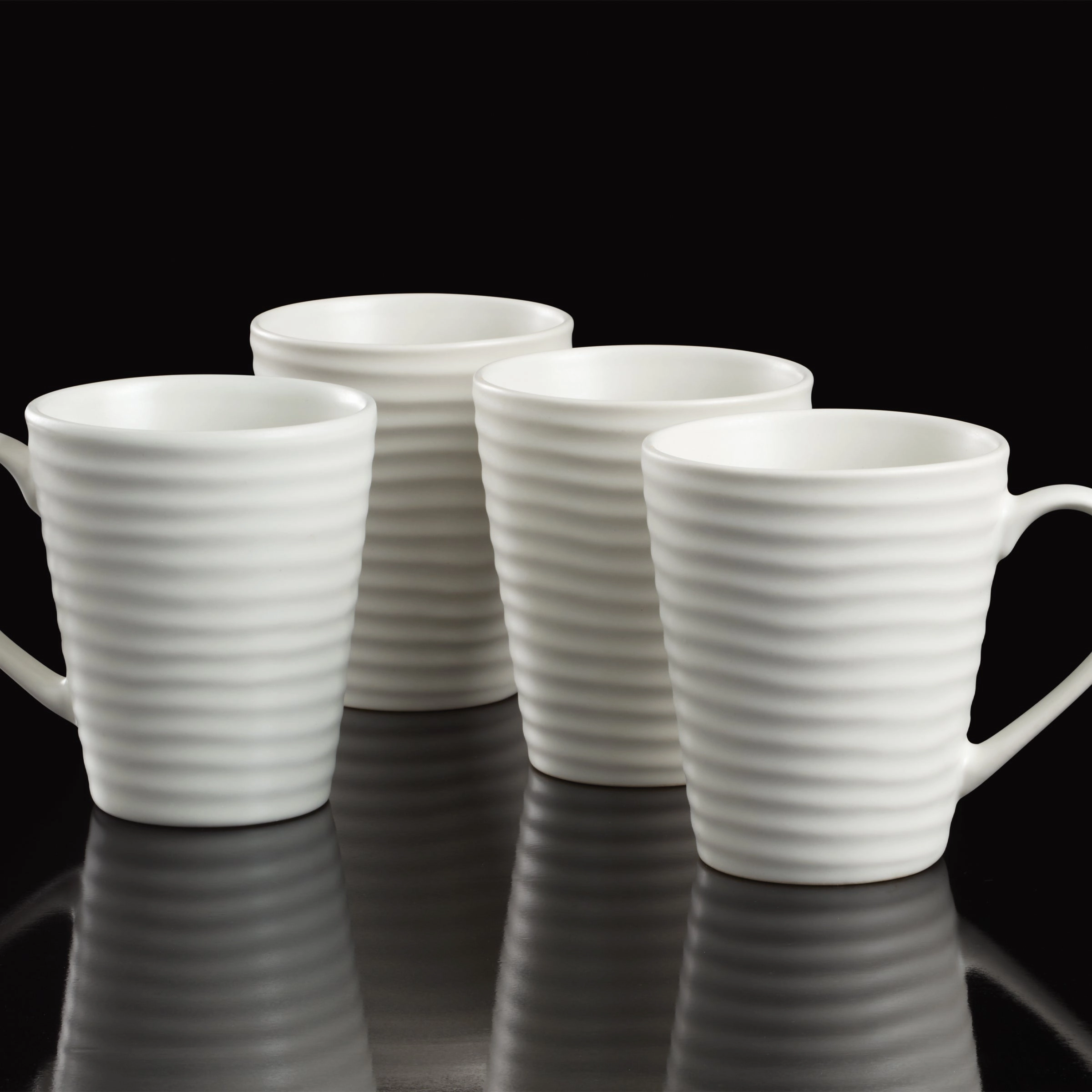 Ridge White Mugs - Set of 4