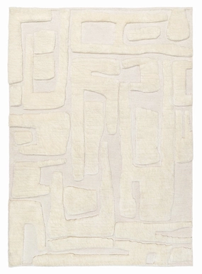 Rolini Ivory Abstract Textured Wool Rugmodern color block patchwork rug