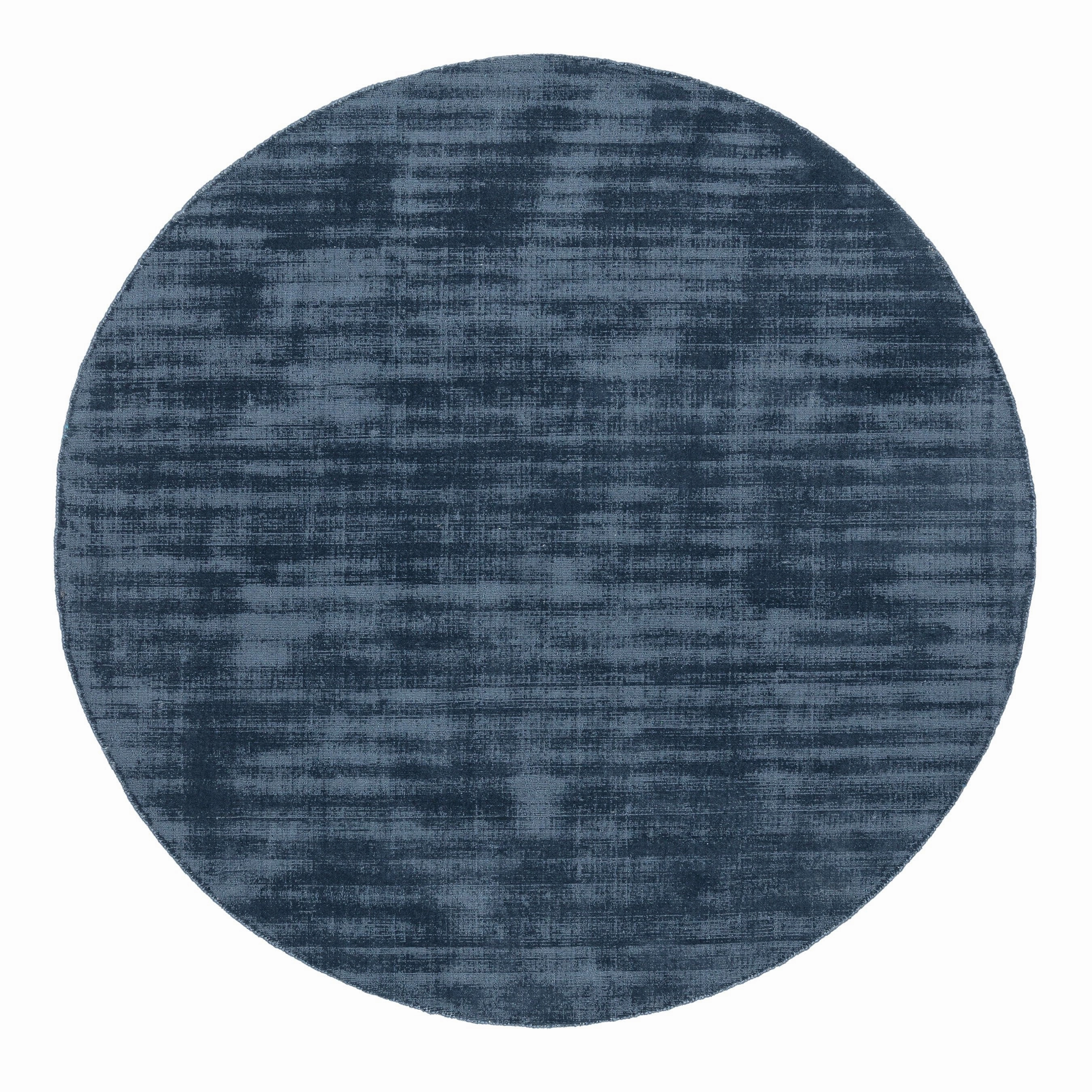Rooney Navy Handwoven PET Round Rugmodern color block patchwork rug