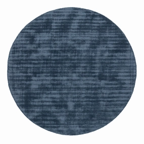 Rooney Navy Handwoven PET Round Rugmodern color block patchwork rug