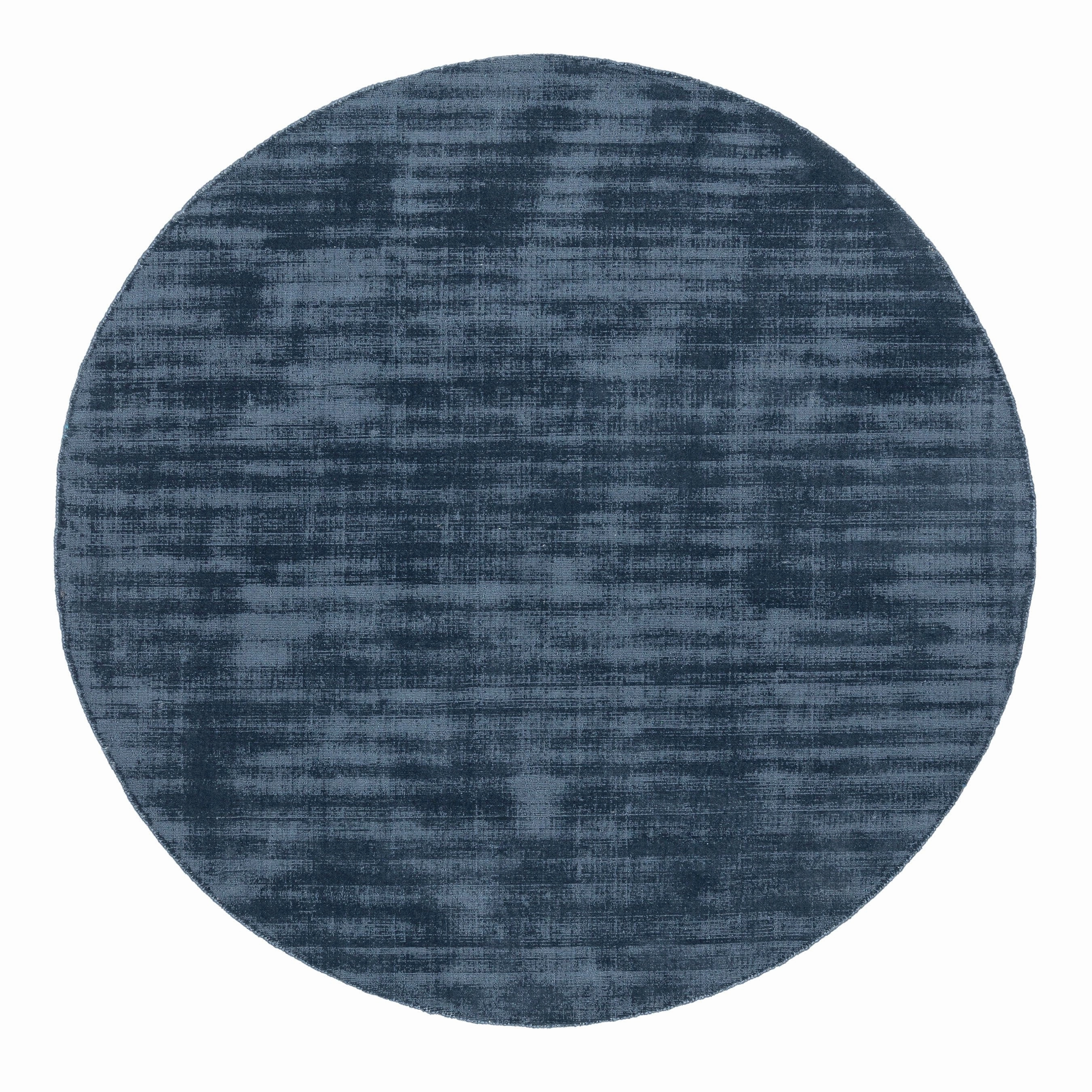 Rooney Navy Handwoven PET Round Rugmodern color block patchwork rug