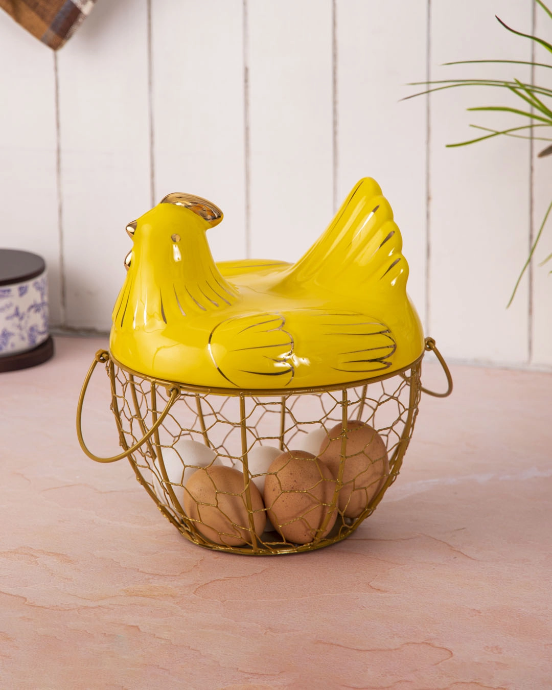 Rooster Egg Basket- Yellowmodern kitchen decor ,kitchen dinner set ,dinnerware 