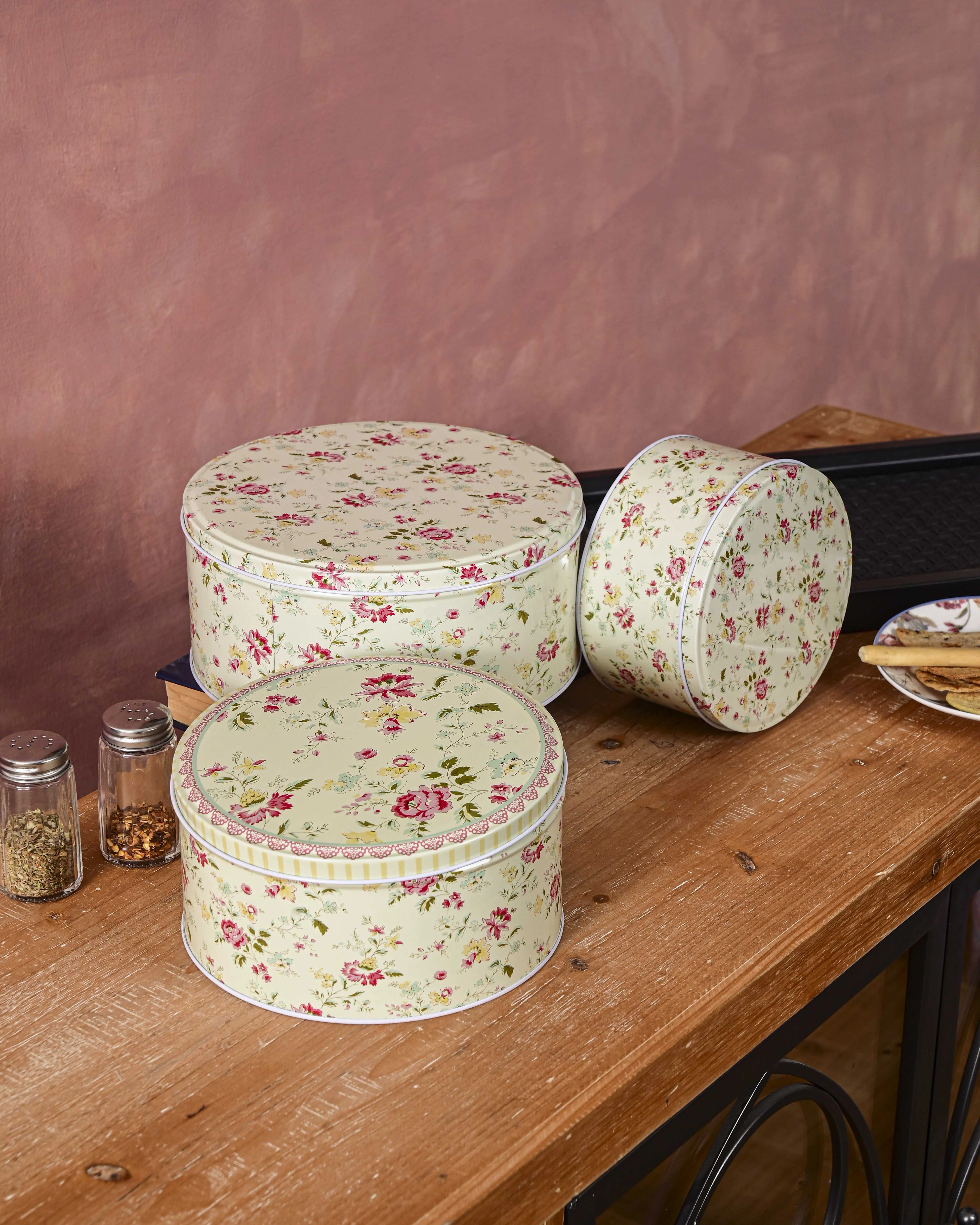 Rose Meadow Round Storage Canister - Set Of 3modern kitchen decor ,kitchen dinner set ,dinnerware 