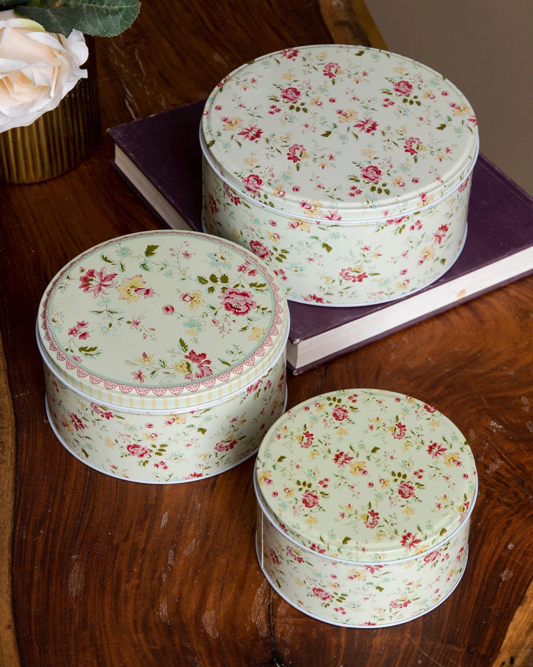 Rose Meadow Round Storage Canister - Set Of 3