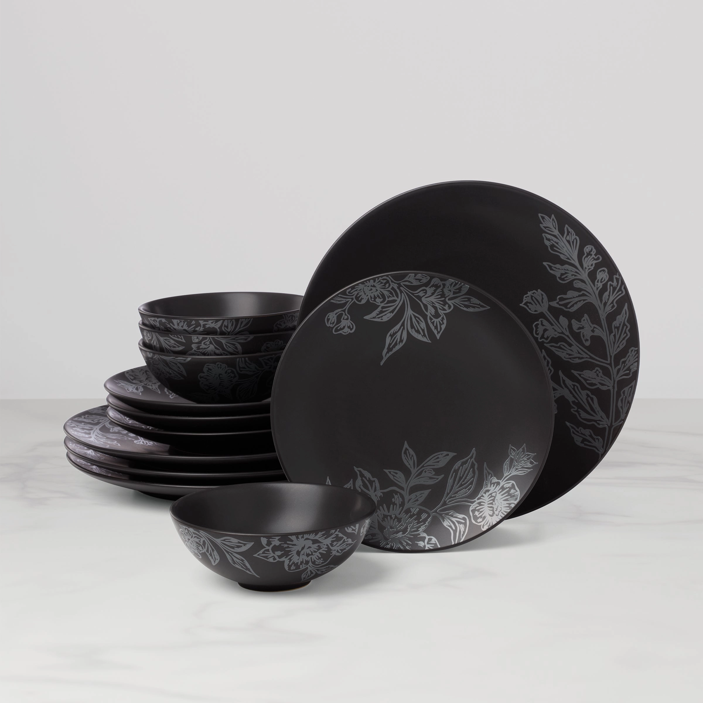 Roseto Charcoal 12-Piece Dinnerware Setmodern kitchen decor ,kitchen dinner set ,dinnerware 