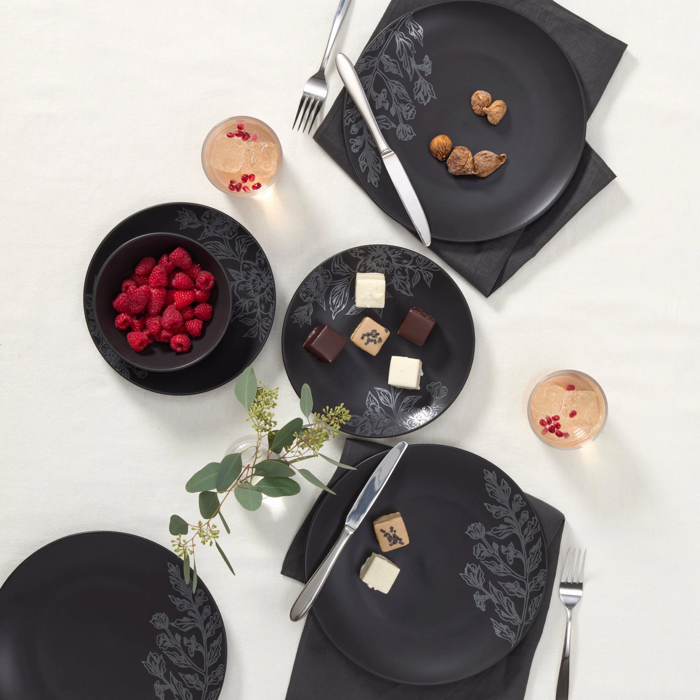 Roseto Charcoal 12-Piece Dinnerware Set