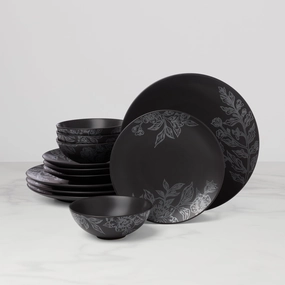 Roseto Charcoal 12-Piece Dinnerware Setmodern kitchen decor ,kitchen dinner set ,dinnerware 