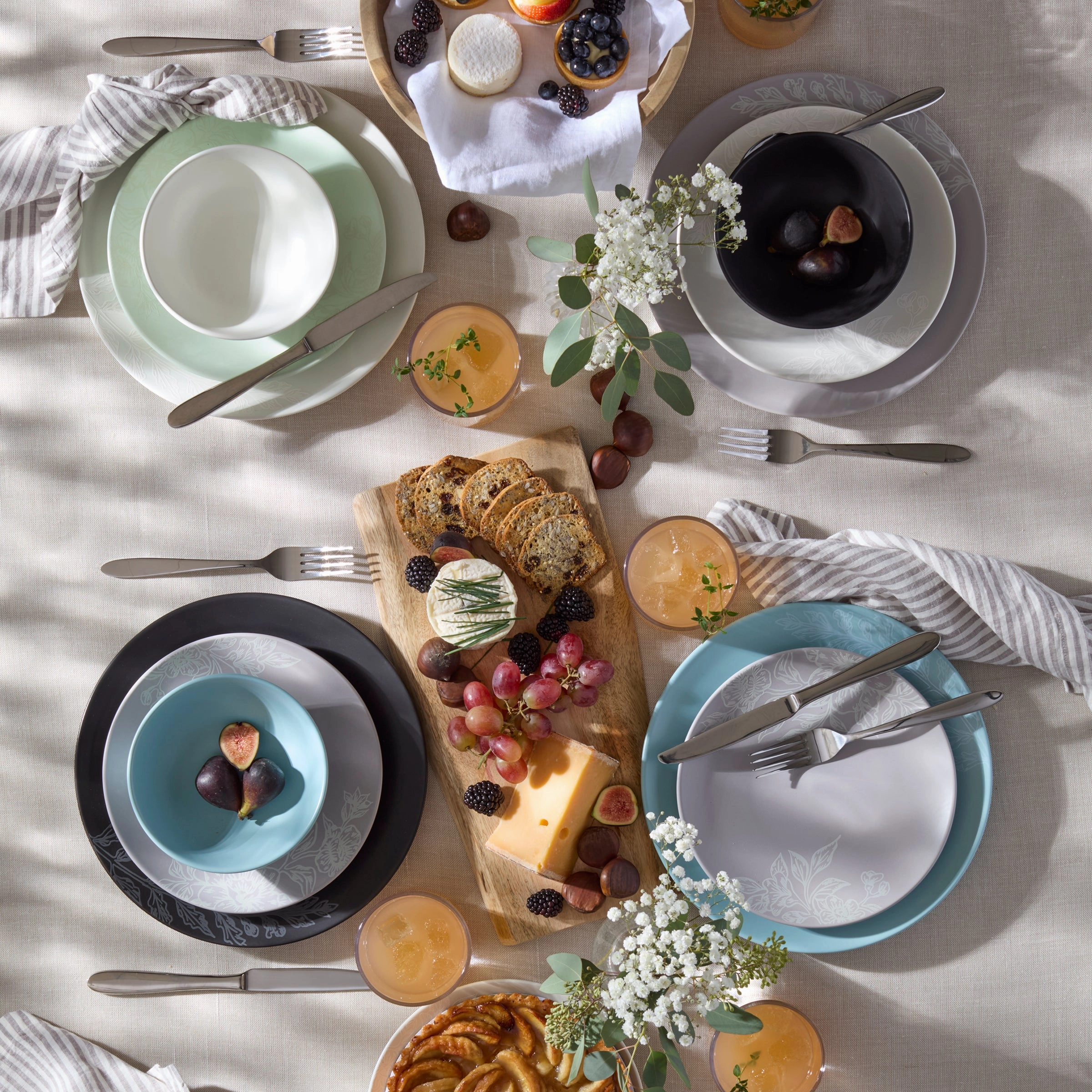Roseto French Blue 12-Piece Dinnerware Set
