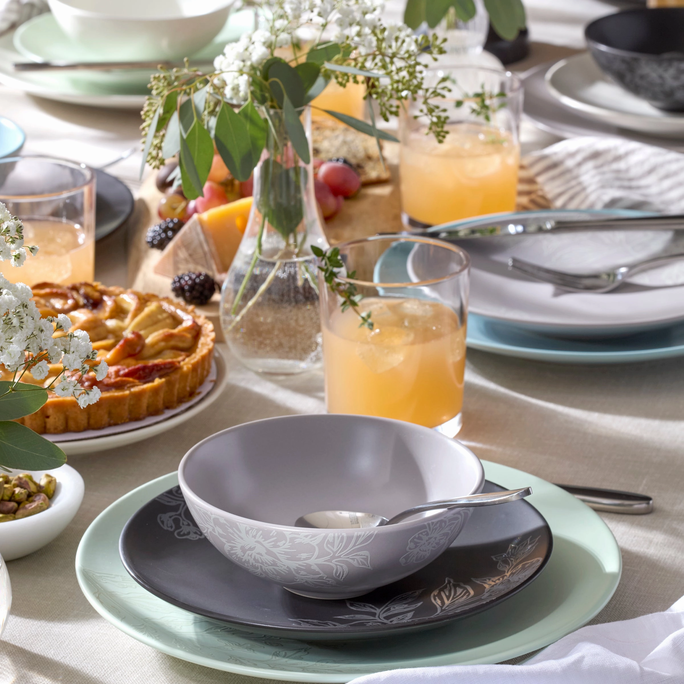 Roseto French Blue 12-Piece Dinnerware Set