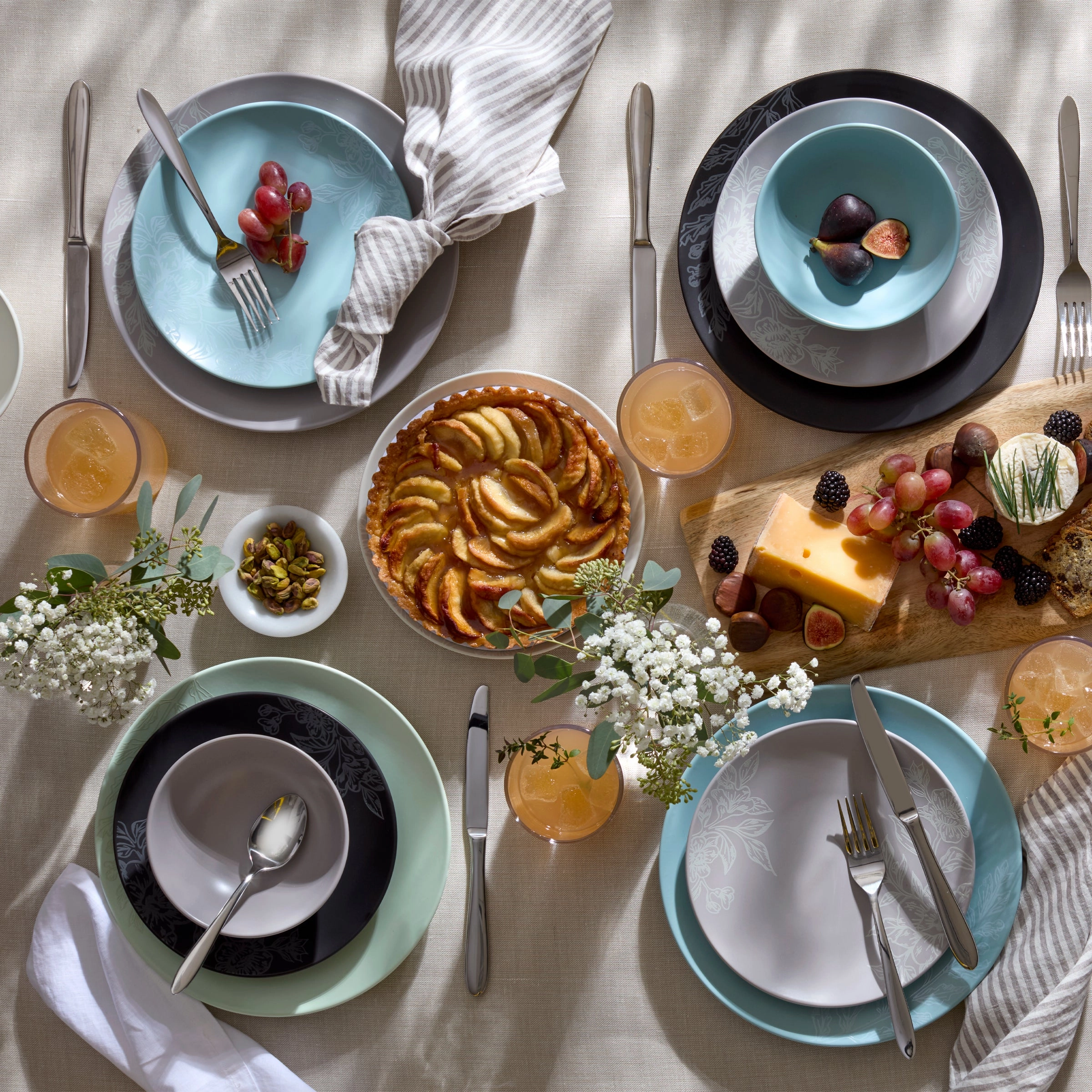 Roseto French Blue 12-Piece Dinnerware Set