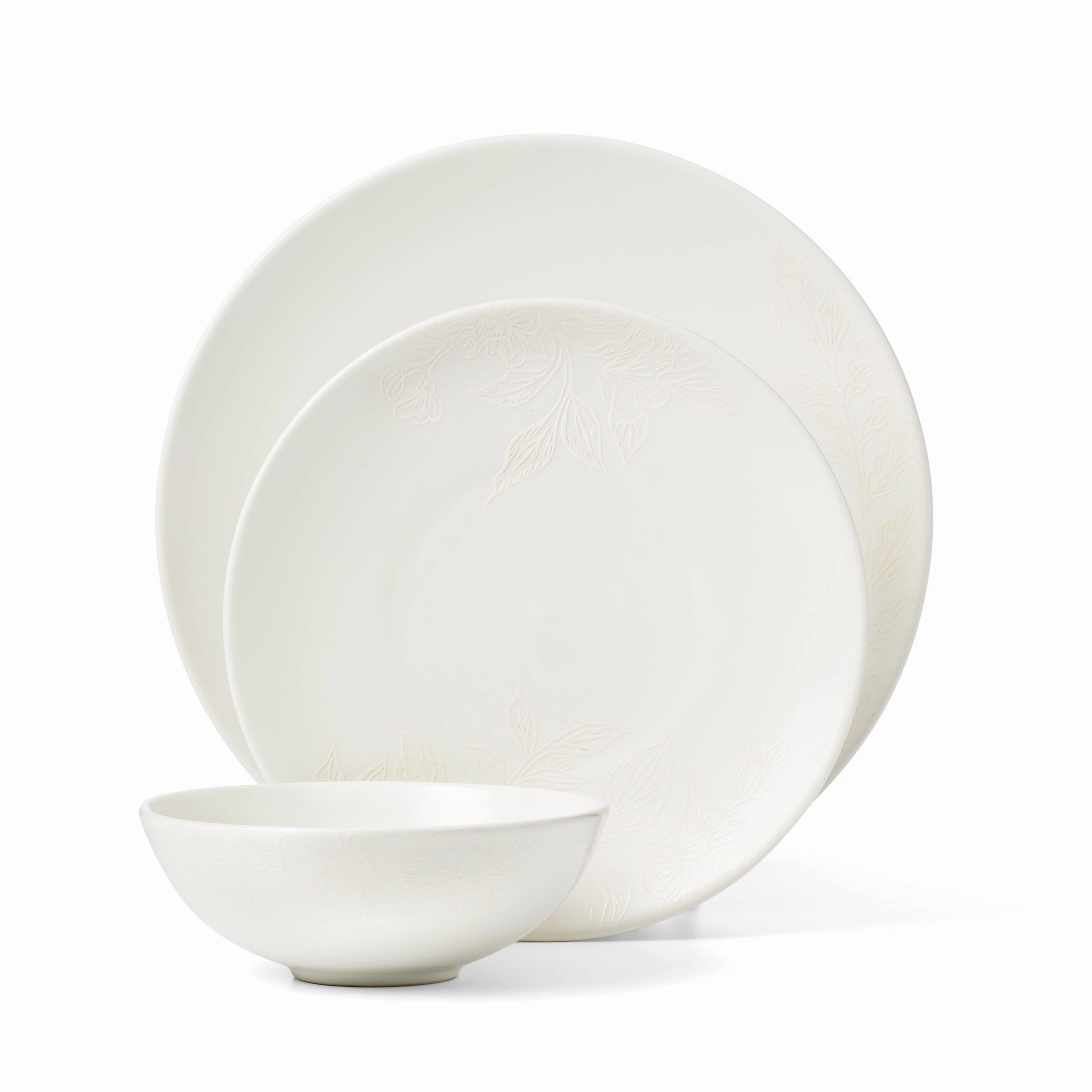 Roseto White 12-Piece Dinnerware Set