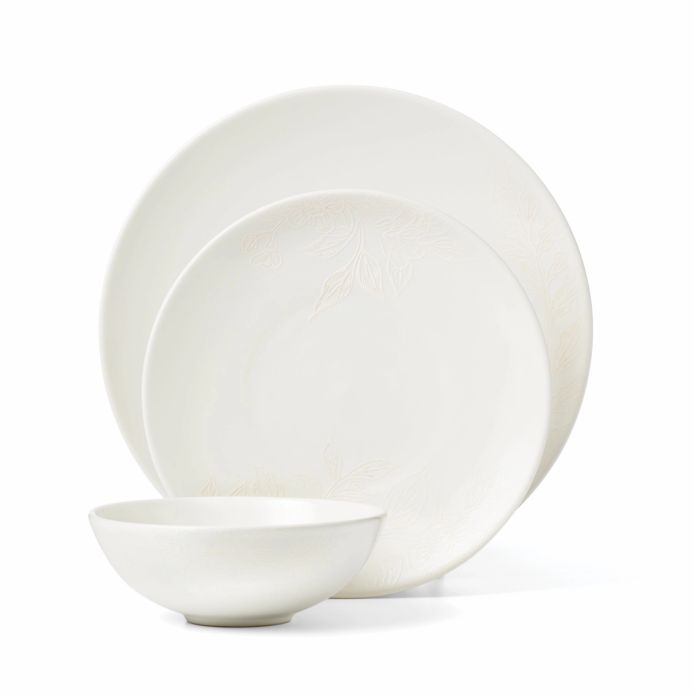 Roseto White 12-Piece Dinnerware Set