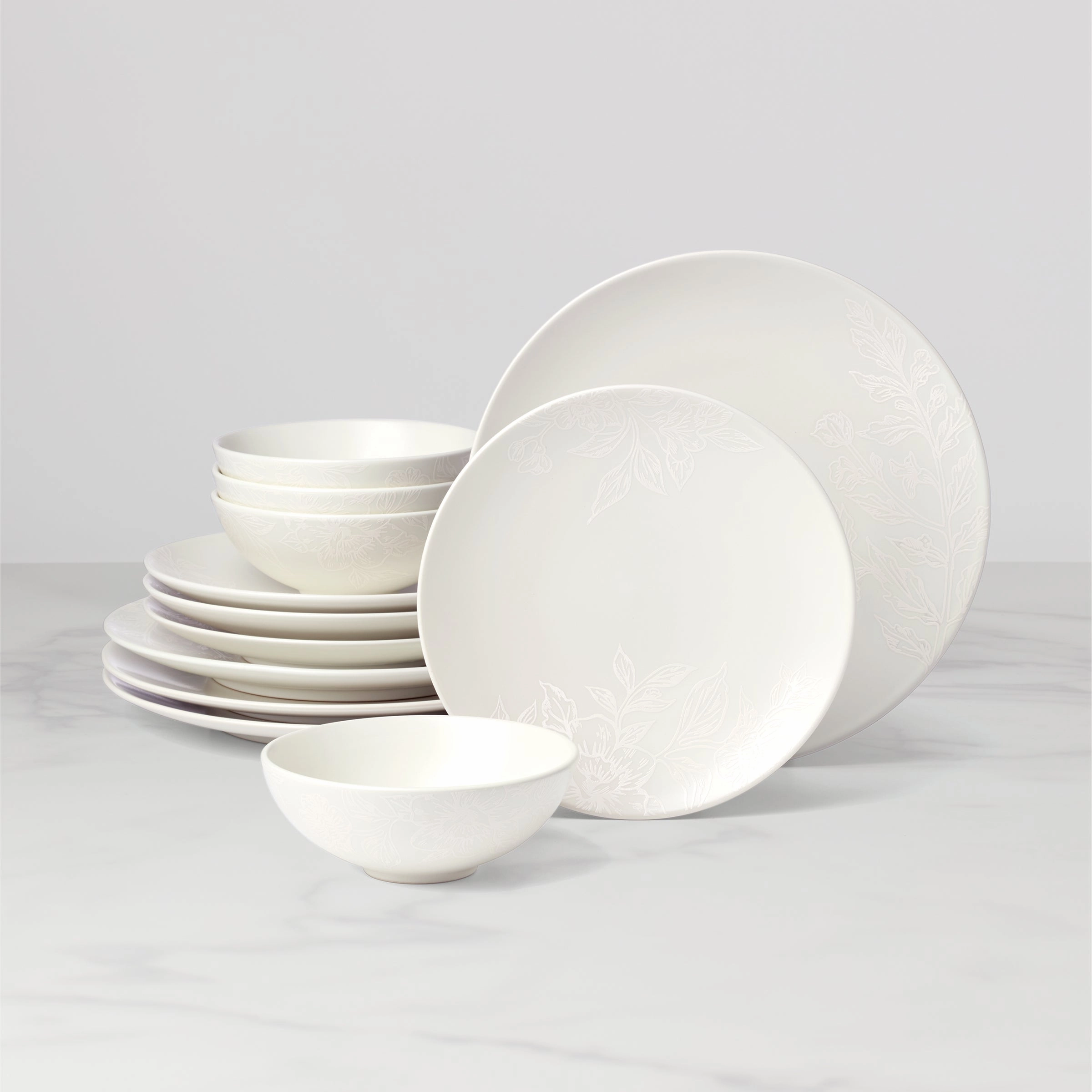 Roseto White 12-Piece Dinnerware Setsummer decor ,outdoor summer decor 