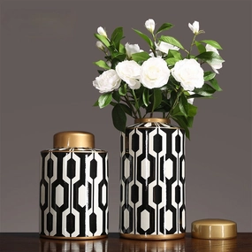 Round Black and White Urn Vasehome decoration ,modern home decor 