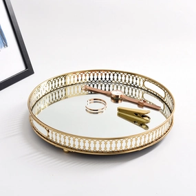 Round Vintage Gold Mirrored Tray SALEhome decoration ,modern home decor 