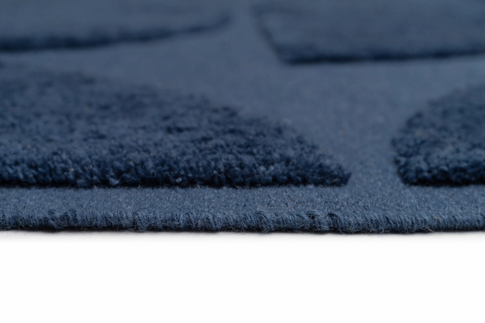 Rue Navy Blue Geometric Washable Wool Rug