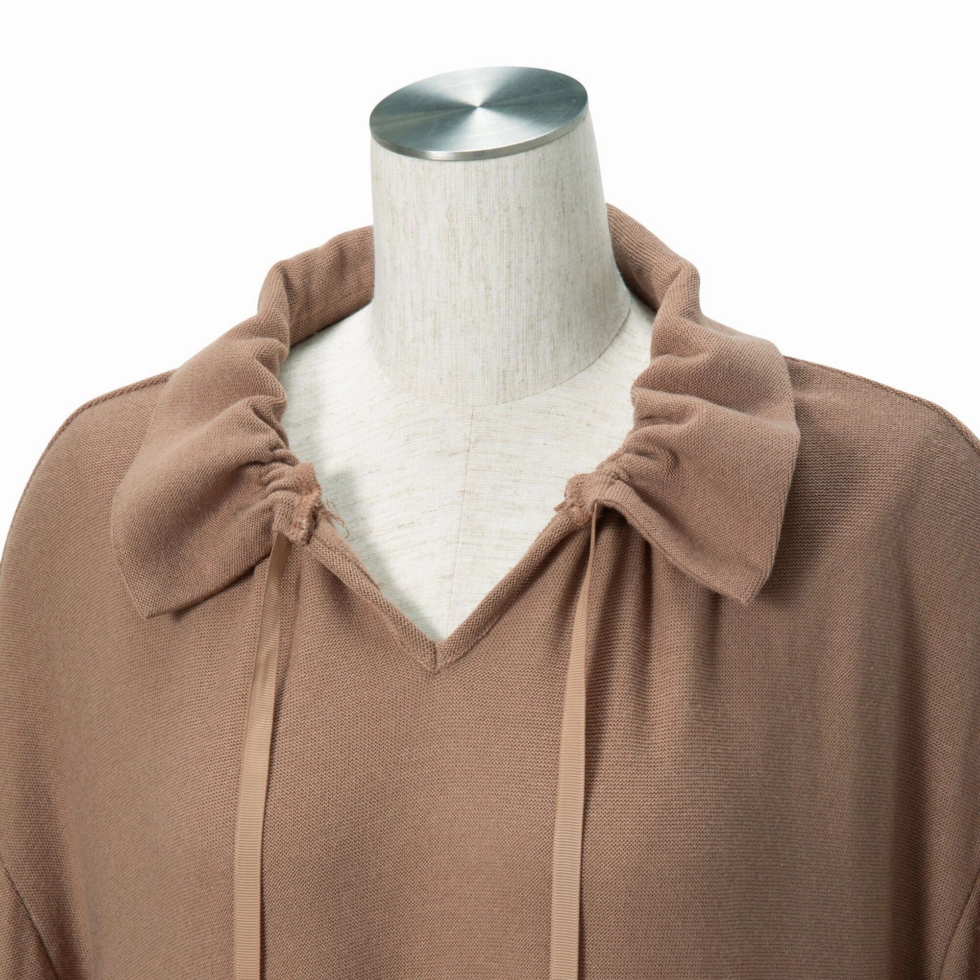 Ruffle Collar Knit Pajama Brown