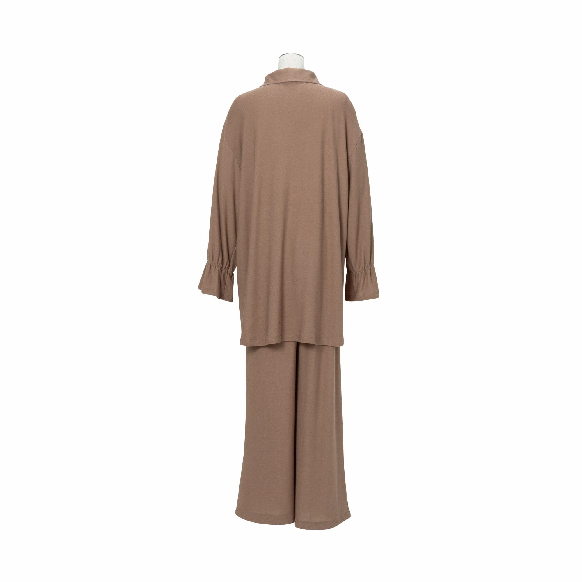 Ruffle Collar Knit Pajama Brown