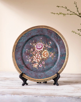 Rustic Rose Decorative Plate - 13"home decor ,wall decor 