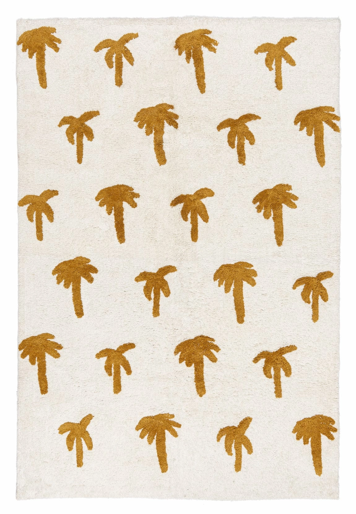 Saffron Mustard Brown Palm Tree Cotton Washable Rugmodern color block patchwork rug