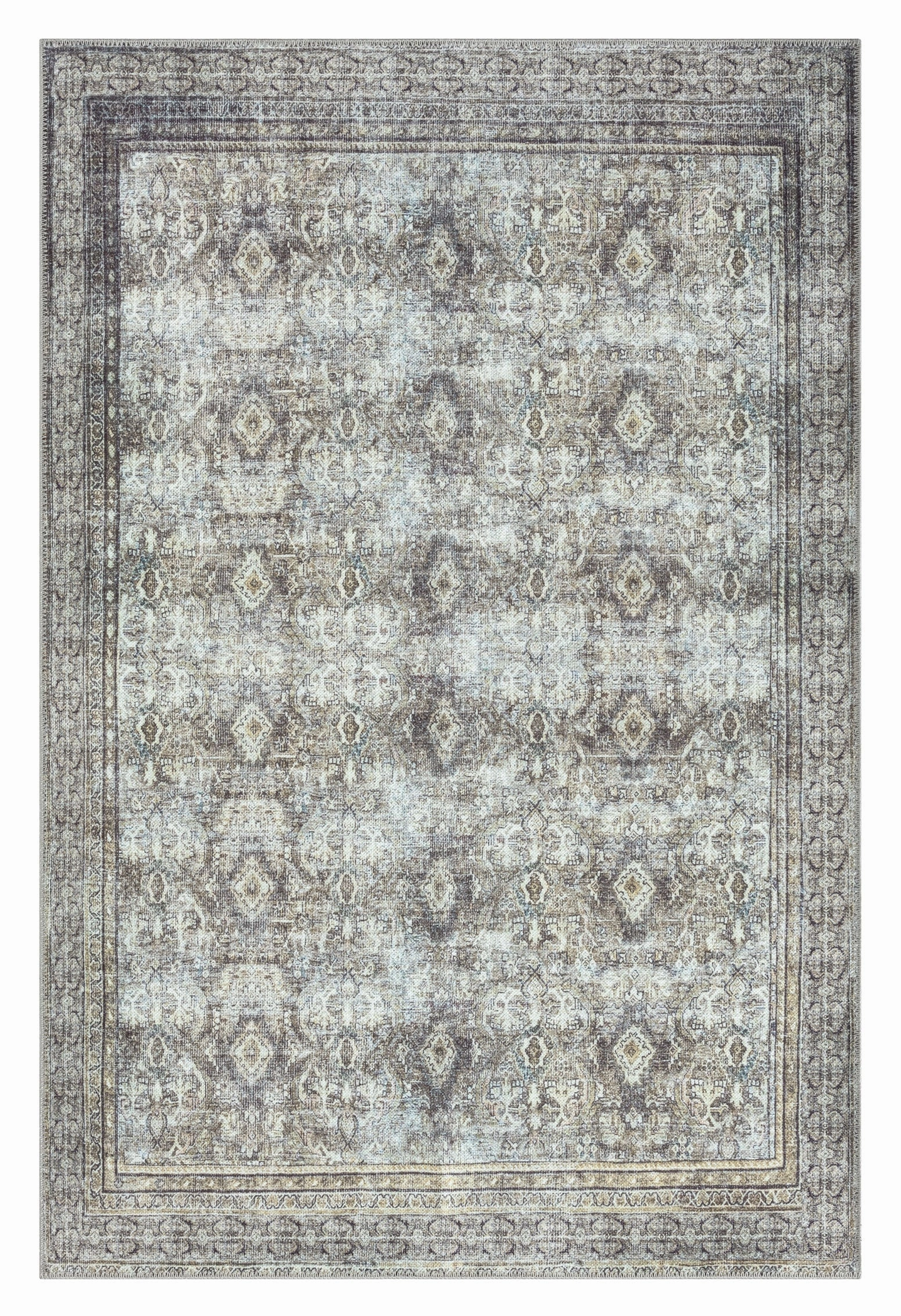Santi Green and Grey Traditional Distressed Washable Rugmodern color block patchwork rug