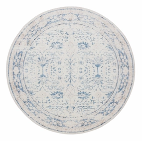 Sarafina Blue and Grey Distressed Washable Round Rugmodern color block patchwork rug