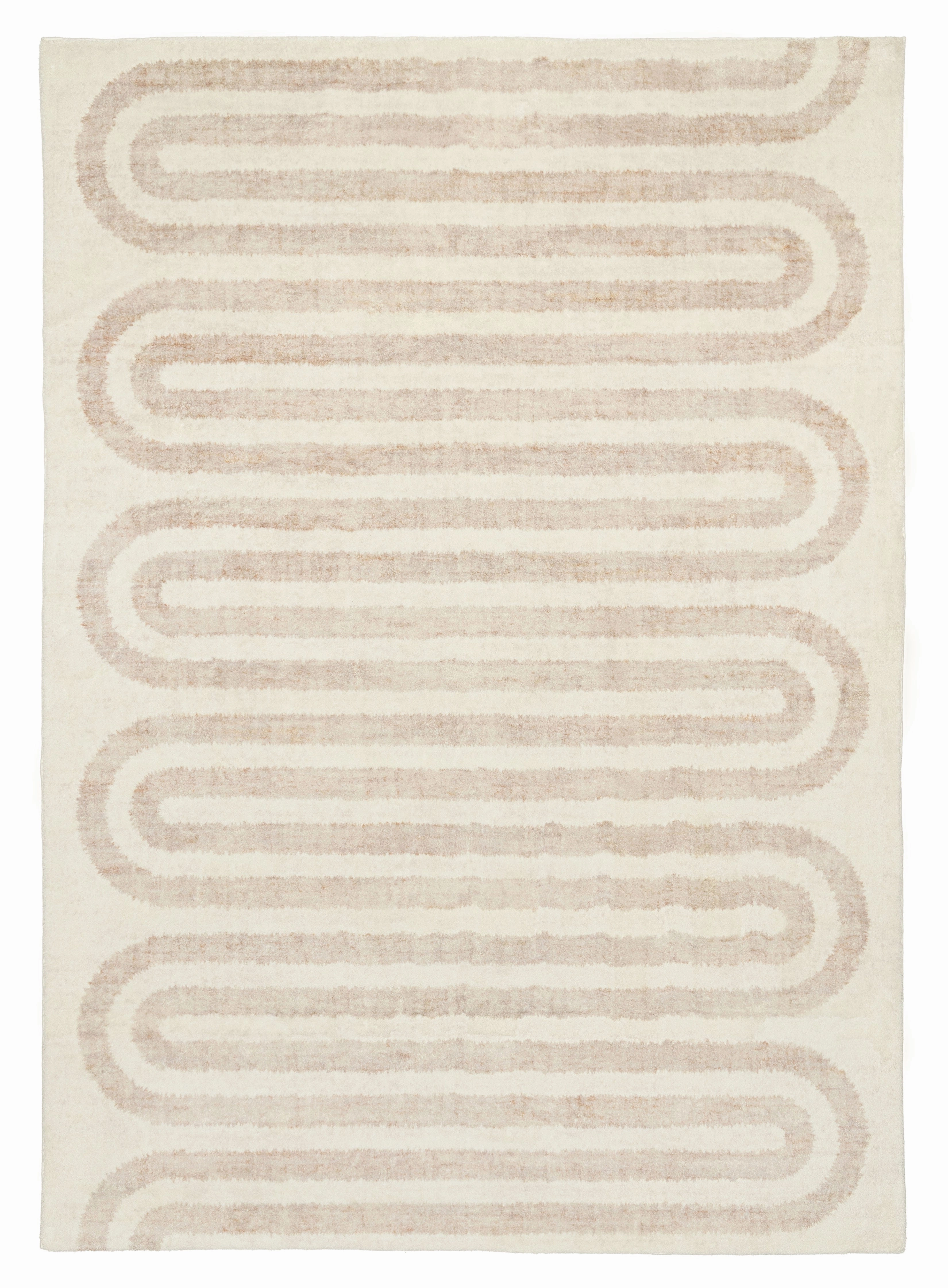 Sargola Ivory Curve Pattern Washable Rugmodern color block patchwork rug
