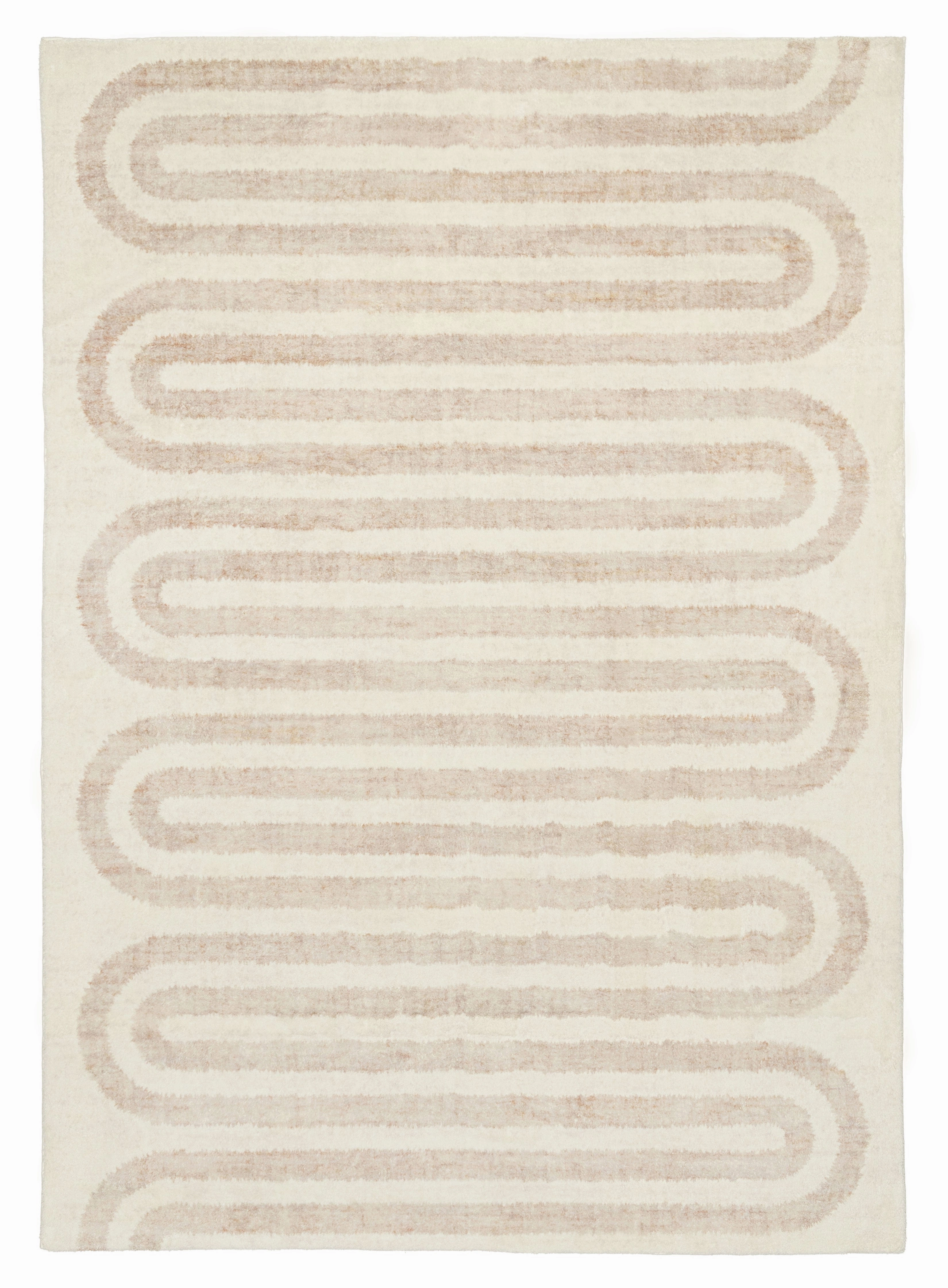 Sargola Ivory Curve Pattern Washable Rugmodern color block patchwork rug